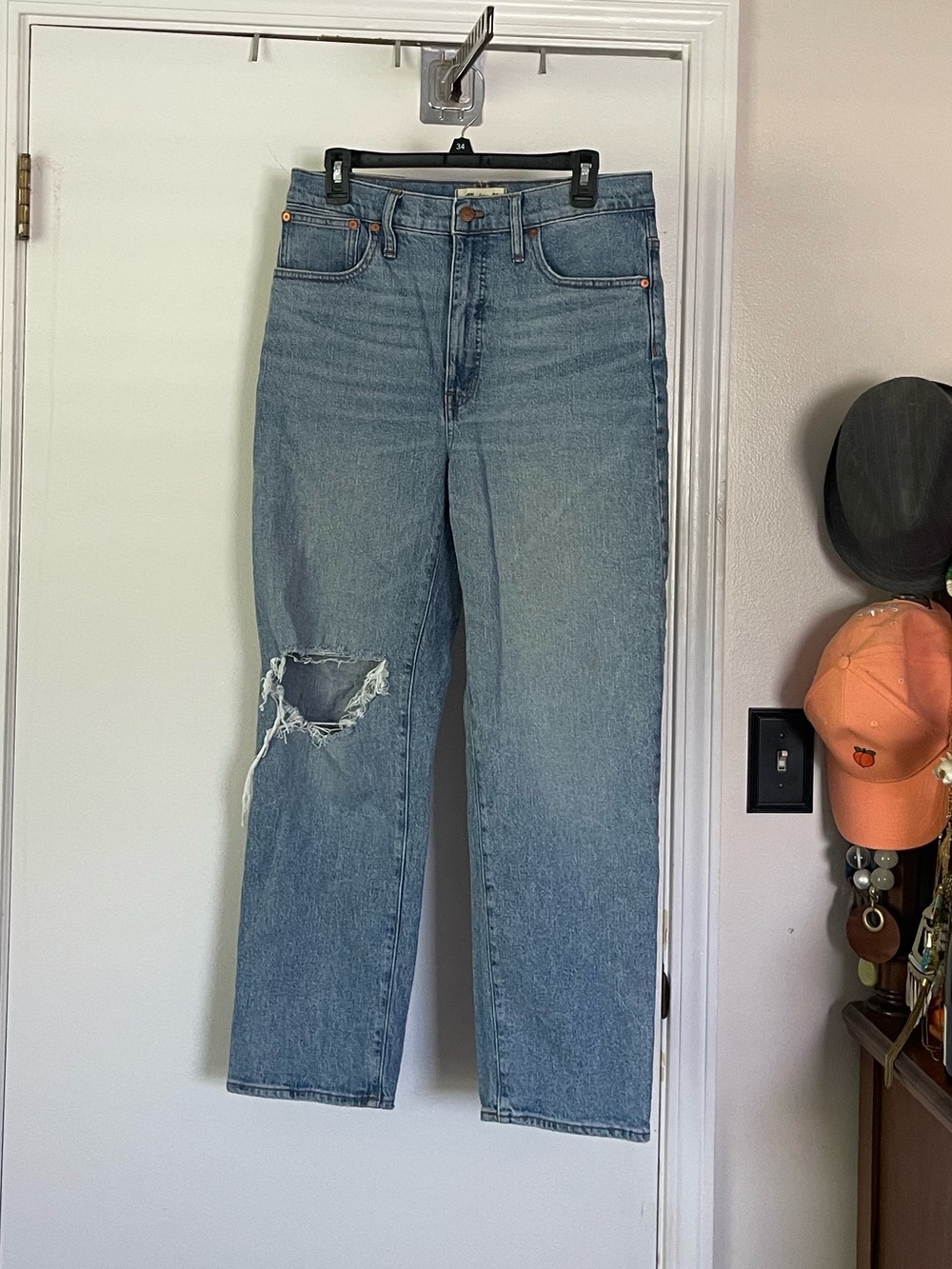 Madewell The Perfect Vintage Straight High-Rise Light Blue Distressed